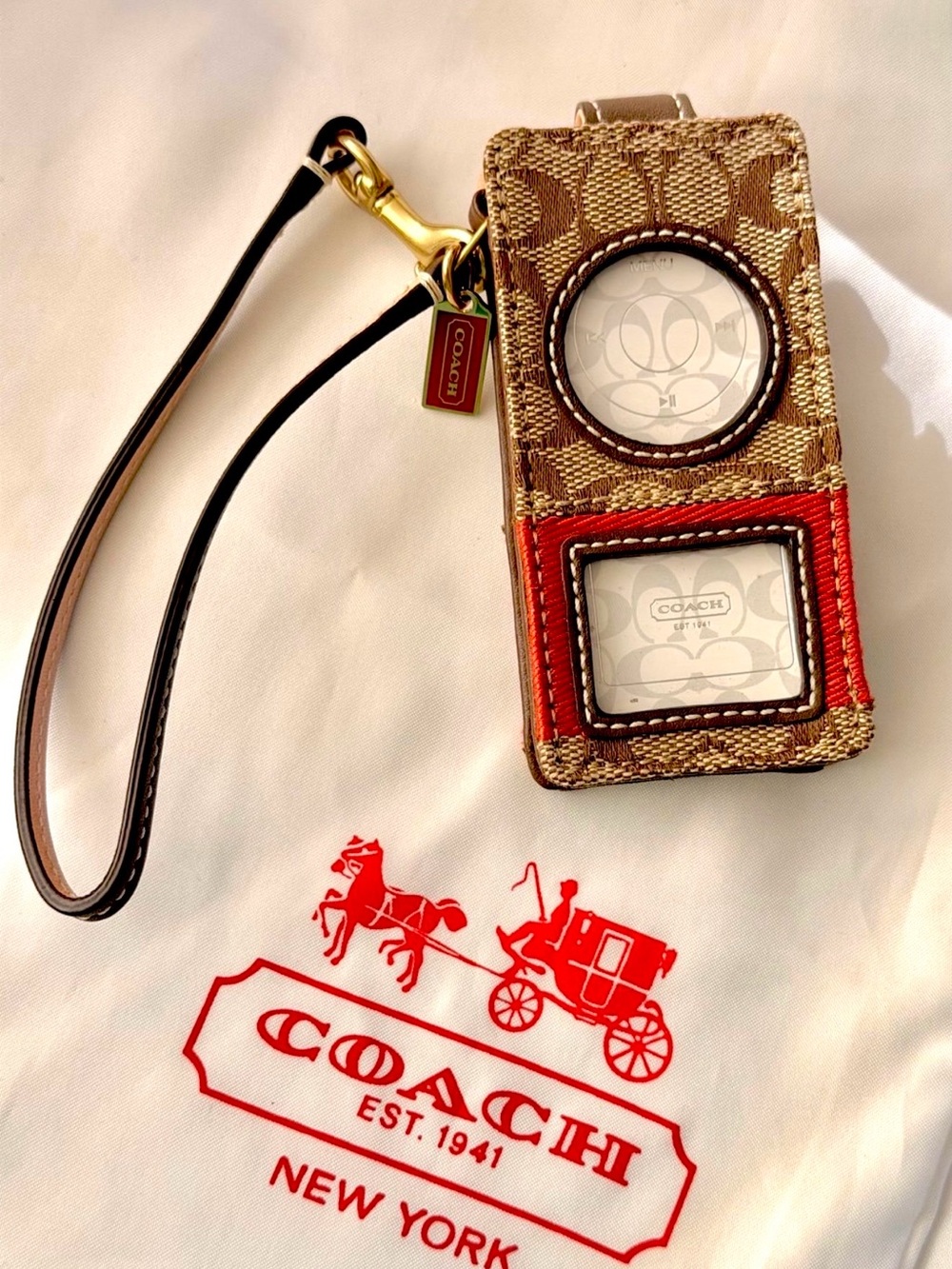 NWT Vintage Y2K Coach Signature iPod Case Wristlet - Pristine!